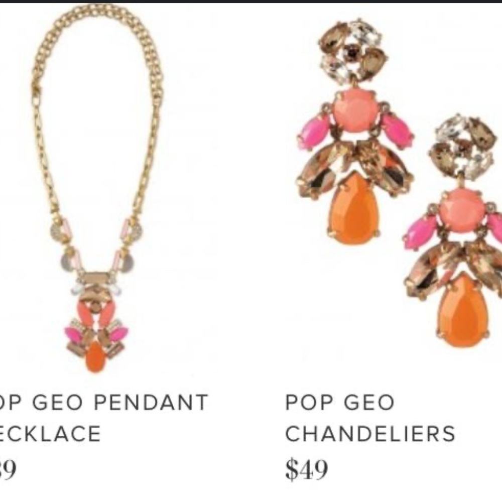 Gorgeous Pop Geo Orange, Pink, And Rhinestone Sta… - image 4